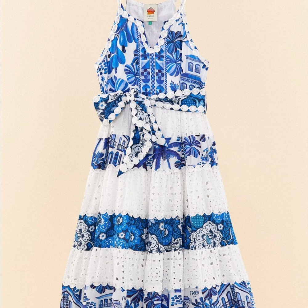 Blue and white FARM RIO dress